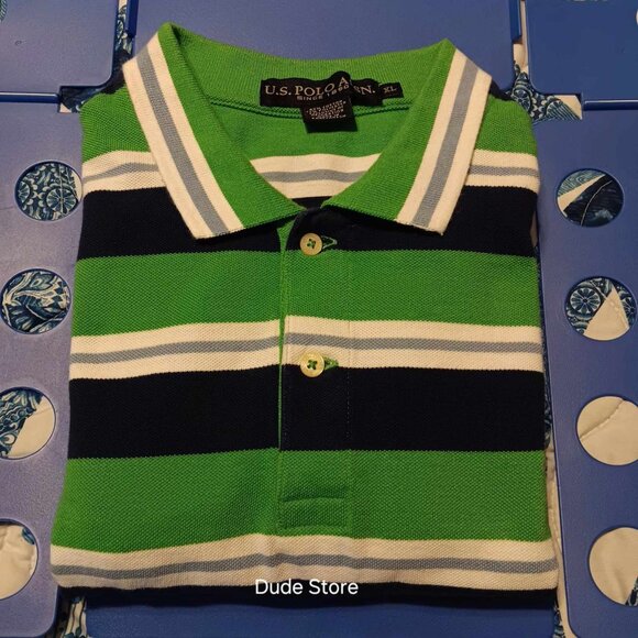 U. S. Polo Assoc. - Green & Blue Polo - Men's Size XL - Picture 4 of 7